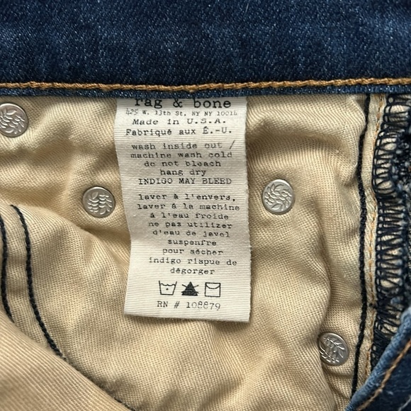 Rag & Bone women’s Skinny jeans. Size 27, dark blue wash. Great condition. - Picture 10 of 11